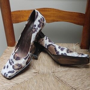 Vintage Enzo Angiolini Square Toe Animal Print Heels 7